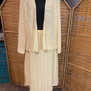 Vintage Ribbed Midi Skirt and cardigan set